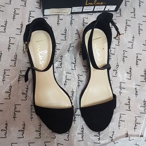 Lulus Harper Black Suede Ankle Strap Heels Size 6